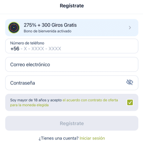 Registration at Juga Bet casino